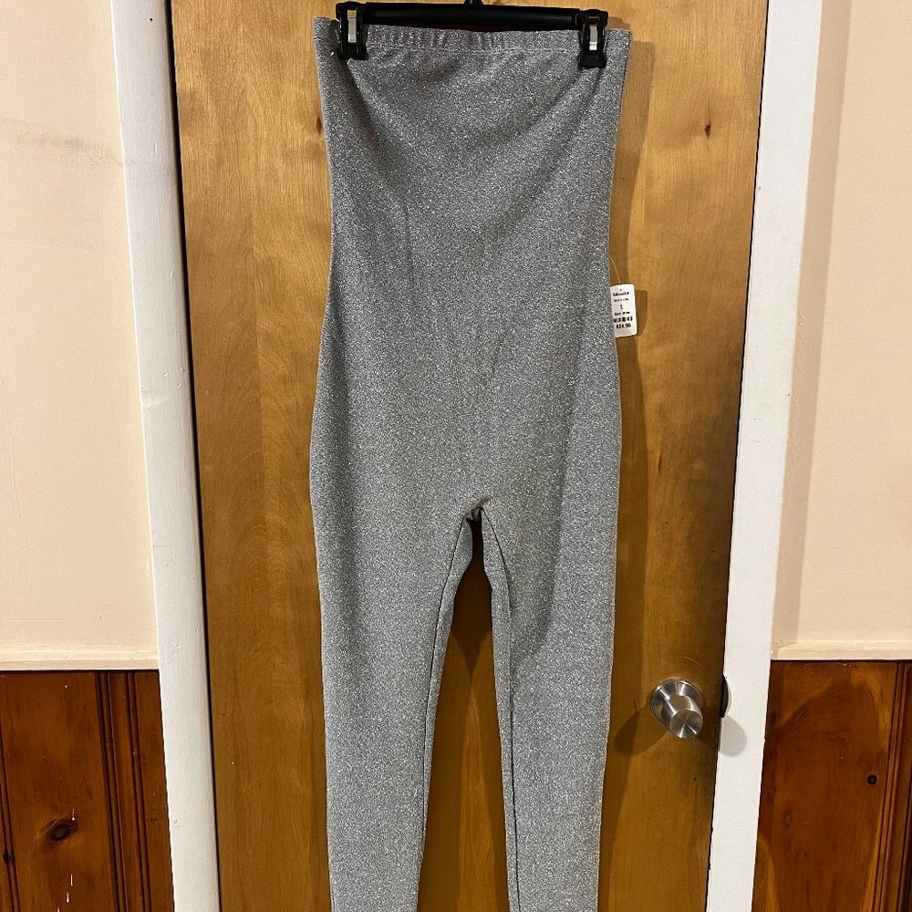 NWT Yellow Cabbage Kohesion Silver Shimmering Strapless Jumpsuit Large